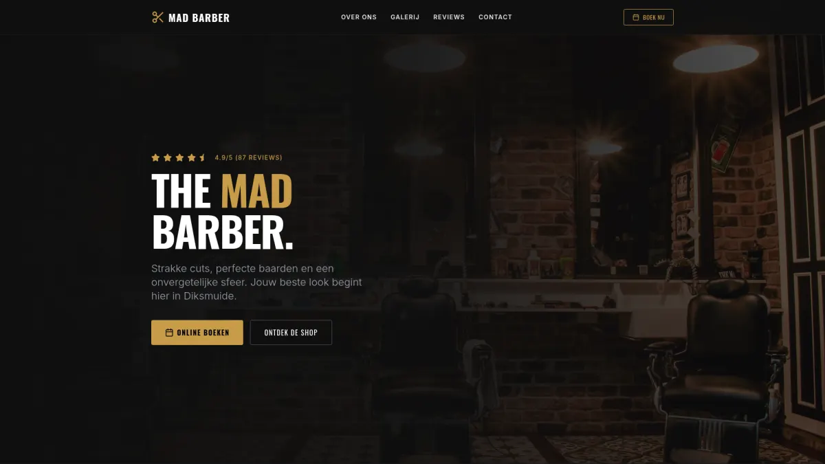 Voorbeeldwebsite Barbershop Julius